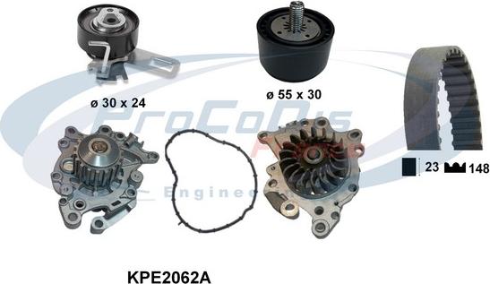 Procodis France KPE2062A - Водяной насос + комплект зубчатого ремня ГРМ unicars.by