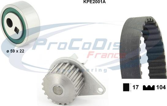 Procodis France KPE2001A - Водяной насос + комплект зубчатого ремня ГРМ unicars.by