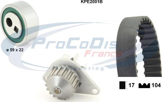 Procodis France KPE2001B - Водяной насос + комплект зубчатого ремня ГРМ unicars.by