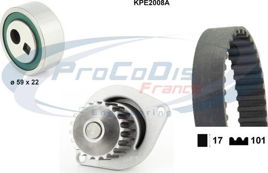 Procodis France KPE2008A - Водяной насос + комплект зубчатого ремня ГРМ unicars.by