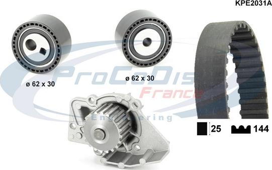 Procodis France KPE2031A - Водяной насос + комплект зубчатого ремня ГРМ unicars.by