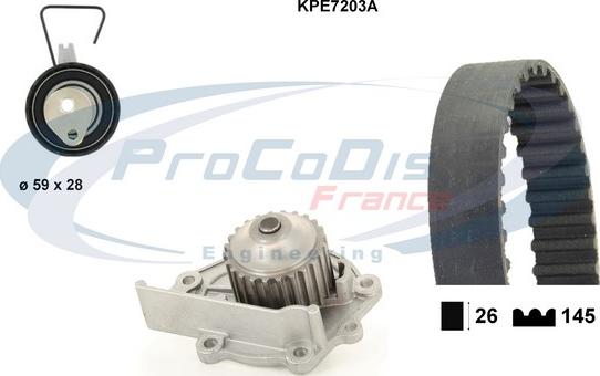 Procodis France KPE7203A - Водяной насос + комплект зубчатого ремня ГРМ unicars.by