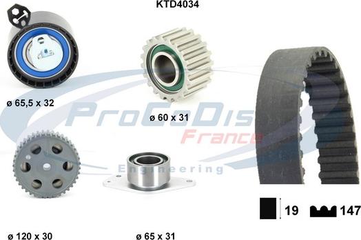 Procodis France KTD4034 - Комплект зубчатого ремня ГРМ unicars.by