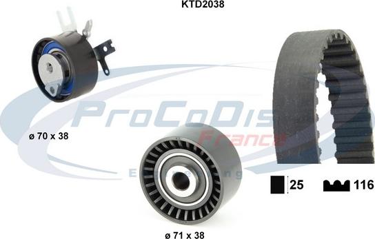 Procodis France KTD2038 - Комплект зубчатого ремня ГРМ unicars.by