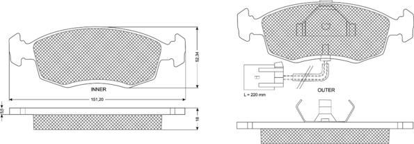 Procodis France PF1134 - Тормозные колодки, дисковые, комплект unicars.by