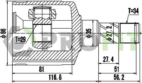 Profit 2810-2059 - Шарнирный комплект, ШРУС, приводной вал unicars.by