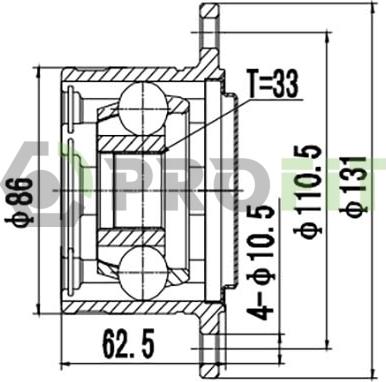 Profit 2810-2001 - Шарнирный комплект, ШРУС, приводной вал unicars.by