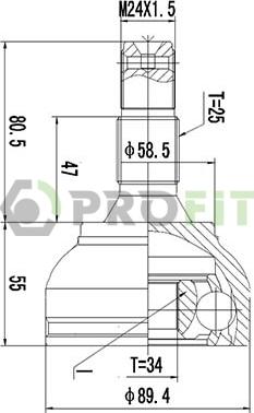 Profit 2710-1455 - Шарнирный комплект, ШРУС, приводной вал unicars.by