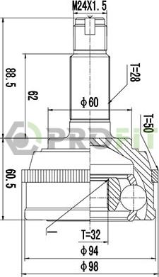 Profit 2710-1284 - Шарнирный комплект, ШРУС, приводной вал unicars.by