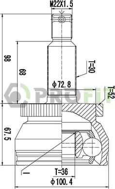 Profit 2710-3042 - Шарнирный комплект, ШРУС, приводной вал unicars.by