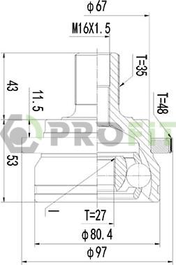 Profit 2710-3061 - Шарнирный комплект, ШРУС, приводной вал unicars.by