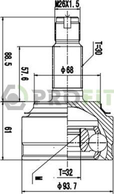 Profit 2710-3016 - Шарнирный комплект, ШРУС, приводной вал unicars.by