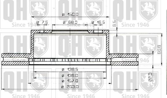 Quinton Hazell BDC3457 - Тормозной диск unicars.by