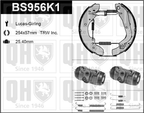 Quinton Hazell BS956K1 - Комплект тормозных колодок, барабанные unicars.by