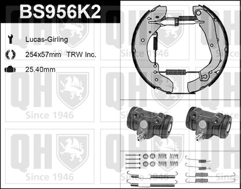 Quinton Hazell BS956K2 - Комплект тормозных колодок, барабанные unicars.by