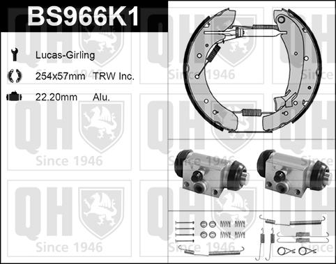 Quinton Hazell BS966K1 - Комплект тормозных колодок, барабанные unicars.by