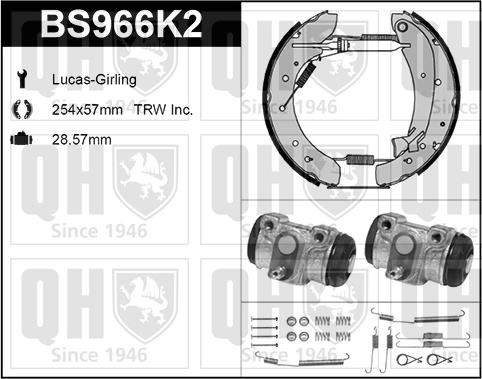 Quinton Hazell BS966K2 - Комплект тормозных колодок, барабанные unicars.by