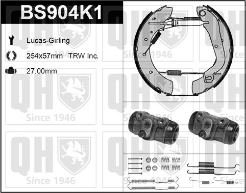 Quinton Hazell BS904K1 - Комплект тормозных колодок, барабанные unicars.by