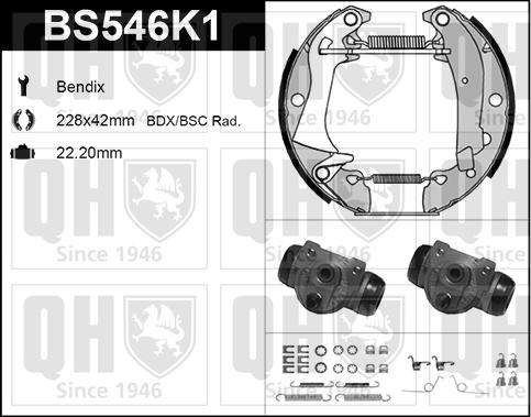 Quinton Hazell BS546K1 - Комплект тормозных колодок, барабанные unicars.by