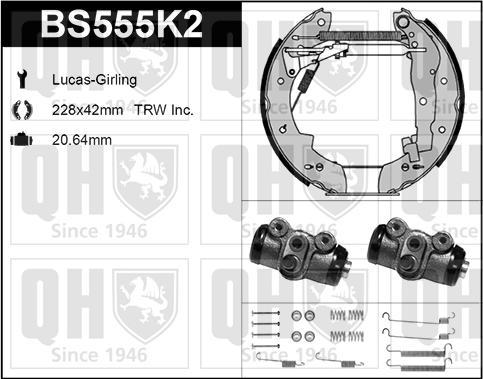 Quinton Hazell BS555K2 - Комплект тормозных колодок, барабанные unicars.by