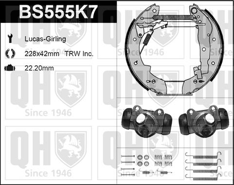 Quinton Hazell BS555K7 - Комплект тормозных колодок, барабанные unicars.by