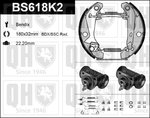 Quinton Hazell BS618K2 - Комплект тормозных колодок, барабанные unicars.by