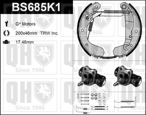 Quinton Hazell BS685K1 - Комплект тормозных колодок, барабанные unicars.by