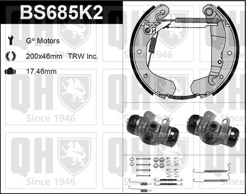 Quinton Hazell BS685K2 - Комплект тормозных колодок, барабанные unicars.by