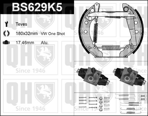 Quinton Hazell BS629K5 - Комплект тормозных колодок, барабанные unicars.by