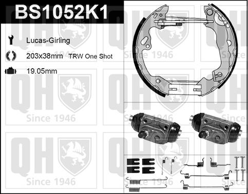 Quinton Hazell BS1052K1 - Комплект тормозных колодок, барабанные unicars.by