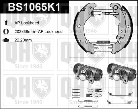 Quinton Hazell BS1065K1 - Комплект тормозных колодок, барабанные unicars.by