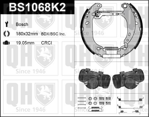 Quinton Hazell BS1068K2 - Комплект тормозных колодок, барабанные unicars.by