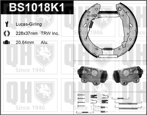 Quinton Hazell BS1018K1 - Комплект тормозных колодок, барабанные unicars.by