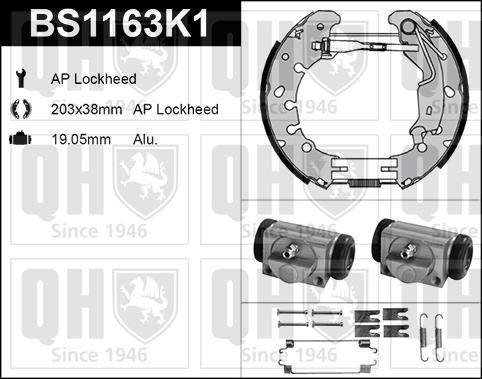 Quinton Hazell BS1163K1 - Комплект тормозных колодок, барабанные unicars.by