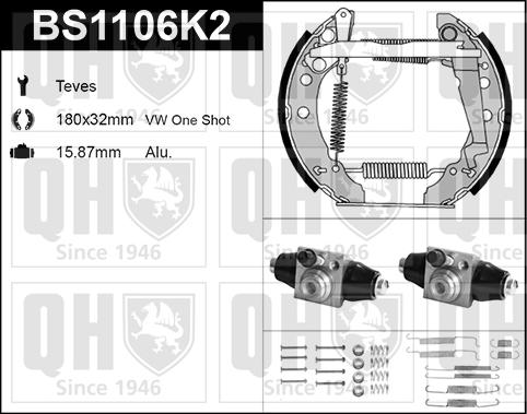 Quinton Hazell BS1106K2 - Комплект тормозных колодок, барабанные unicars.by