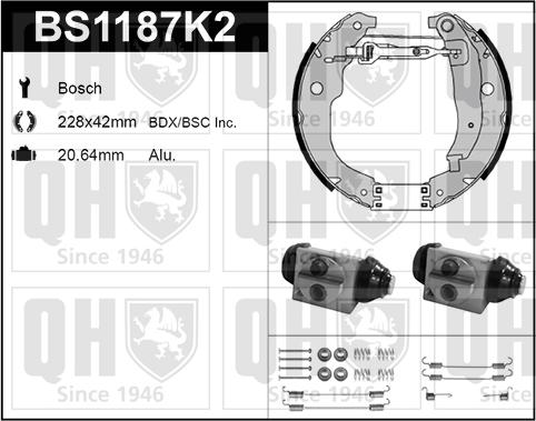 Quinton Hazell BS1187K2 - Комплект тормозных колодок, барабанные unicars.by