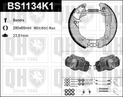 Quinton Hazell BS1134K1 - Комплект тормозных колодок, барабанные unicars.by