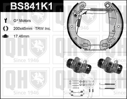 Quinton Hazell BS841K1 - Комплект тормозных колодок, барабанные unicars.by