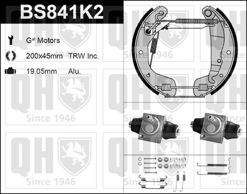 Quinton Hazell BS841K2 - Комплект тормозных колодок, барабанные unicars.by