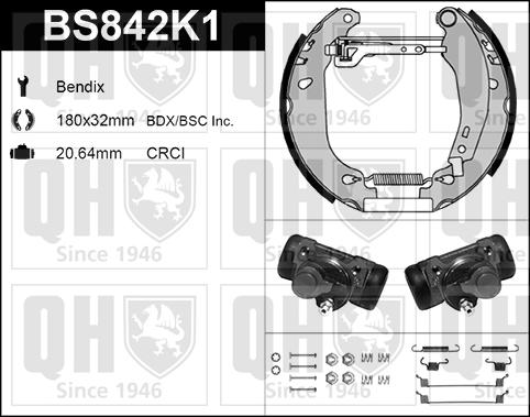 Quinton Hazell BS842K1 - Комплект тормозных колодок, барабанные unicars.by