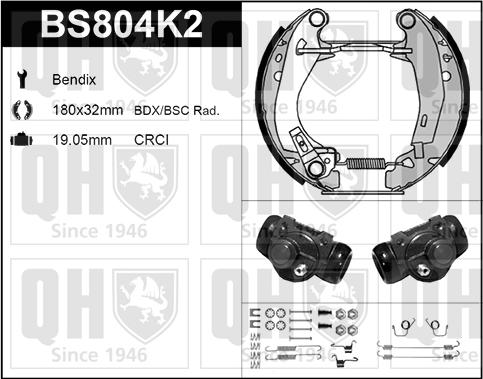 Quinton Hazell BS804K2 - Комплект тормозных колодок, барабанные unicars.by