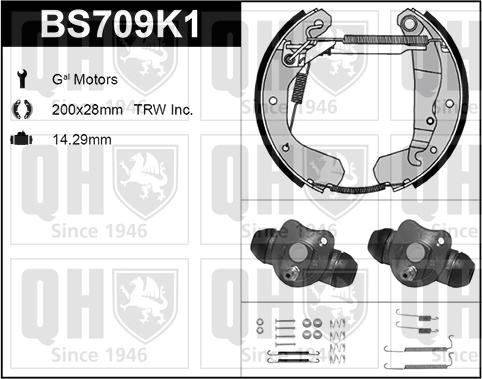 Quinton Hazell BS709K1 - Комплект тормозных колодок, барабанные unicars.by