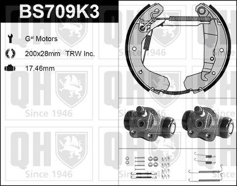 Quinton Hazell BS709K3 - Комплект тормозных колодок, барабанные unicars.by