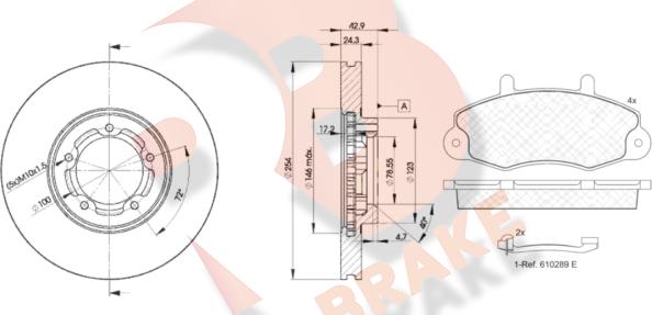 R Brake 3R08965610 - Дисковый тормозной механизм, комплект unicars.by