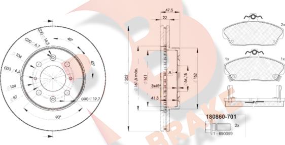 R Brake 3R08600830 - Дисковый тормозной механизм, комплект unicars.by