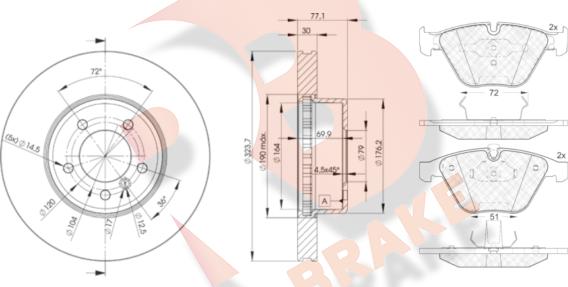 R Brake 3R15773221 - Дисковый тормозной механизм, комплект unicars.by