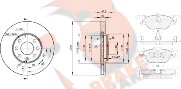 R Brake 3R12497879 - Дисковый тормозной механизм, комплект unicars.by