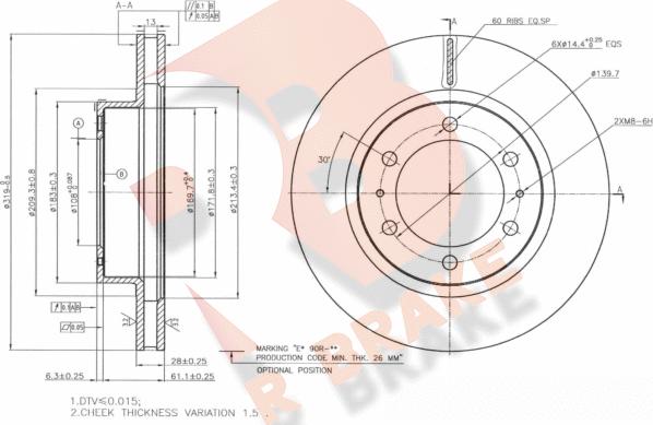 R Brake 78RBD14113 - Тормозной диск unicars.by