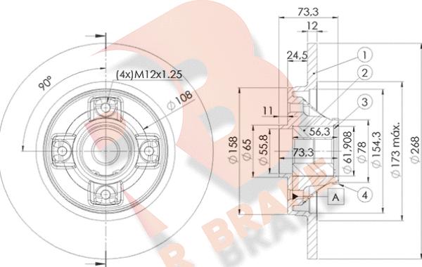 R Brake 78RBD15023 - Тормозной диск unicars.by