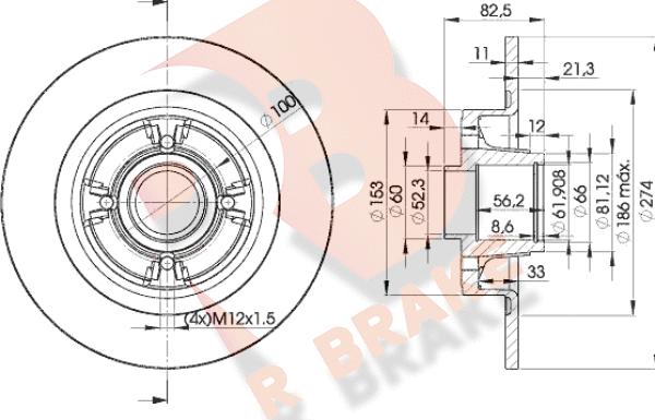 R Brake 78RBD16328 - Тормозной диск unicars.by